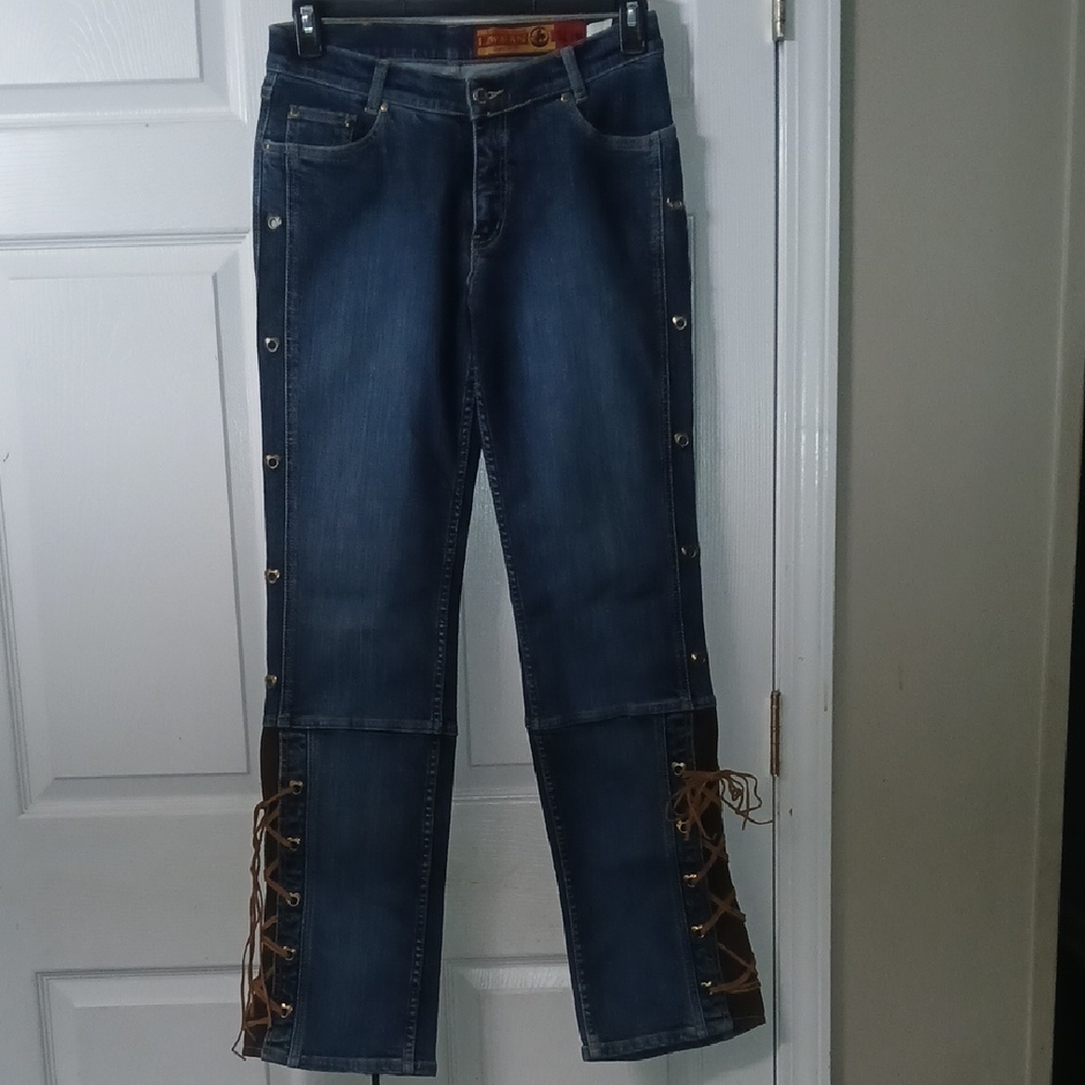 Lawman Western Jeans vintage RARE high rise lace up cowgirl jeans Sz 7  EUC